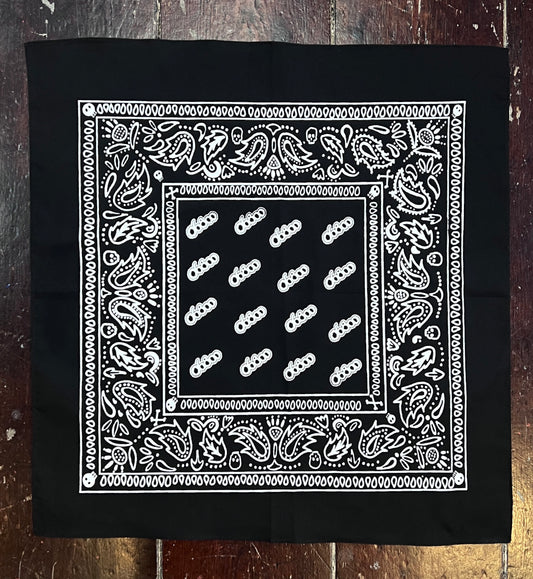 BANDANA NEGRA ESTAMPADA A MANO