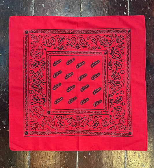 BANDANA ROJA ESTAMPADA A MANO