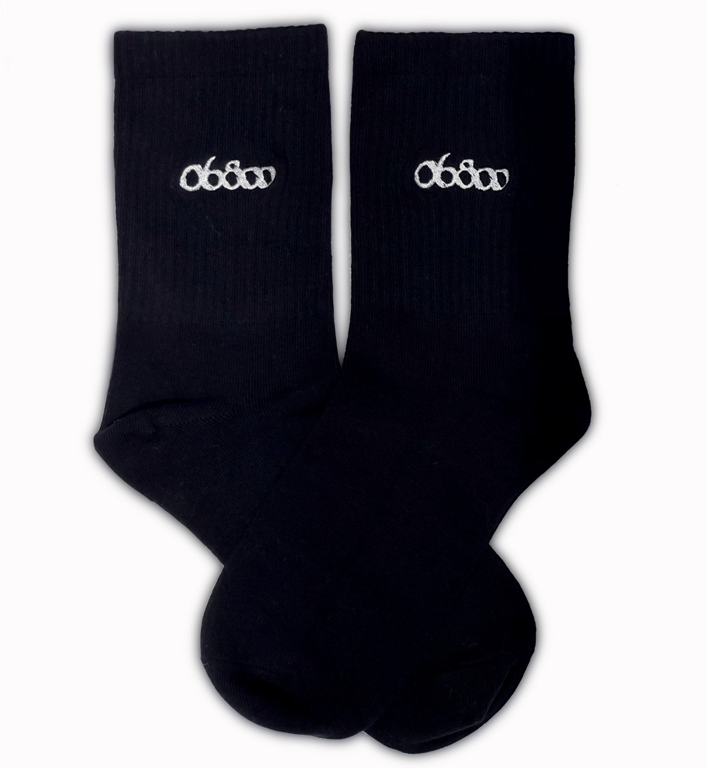 CALCETINES NEGROS 06800 BORDADO BLANCO TALLA 38-43 UNISEX