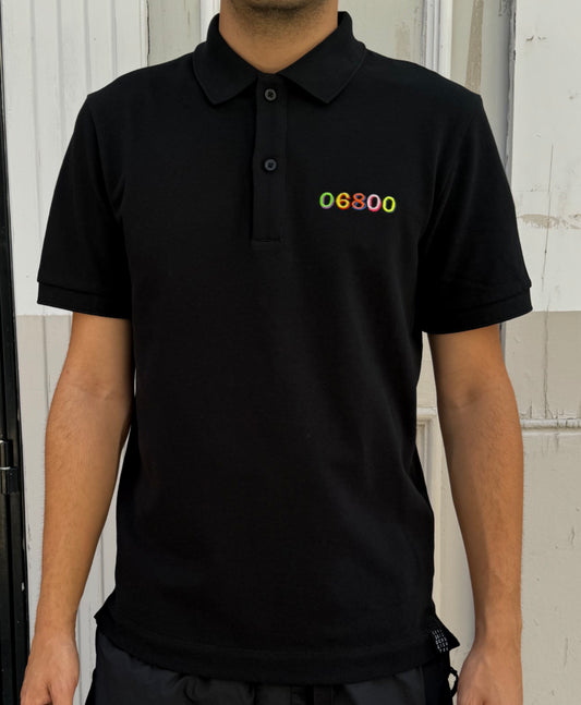 POLO MANGA CORTA NEGRO UNISEX - BORDADO 06800 COLORES