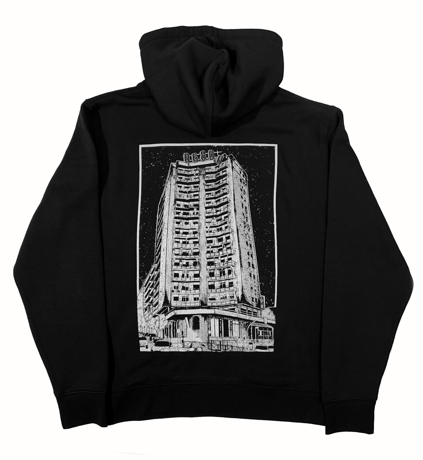 SUDADERA NEGRA CON DISEÑO DE LA TORRE